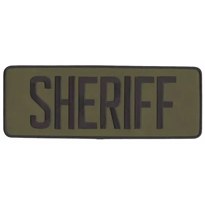 HEROS PRIDE Embroidered Patch: Sheriff, 11 in x 4 in, Black/Olive, Polyester/Rayon - Embroidered Insignia