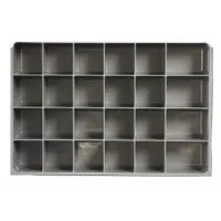 Compartment Drawer Insert: 13 3/8 in x 9 1/4 in x 2 in, 24 Compartments, 0 Dividers, Gray (MPN 229-95-24-IND)
