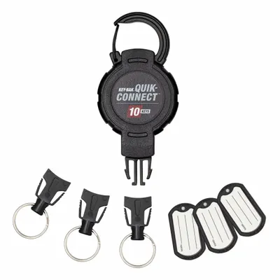 KEY-BAK Key Reel: 10 Key Capacity, Steel, Black, 36 in Key Retractor Extended Lg - Retractable Key Clips & Reels