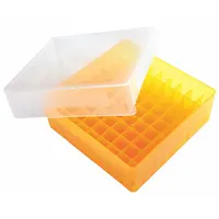 Rectangular Storage Box: 5 1/8 in Overall Wd, 1 7/8 in Overall Ht, 5 1/8 in Overall Lg, Orange (MPN 120039)