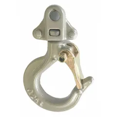 Replacement top hook assembly for lever chain hoists. Includes a safety latch. Compatible with Dayton series hoists. Rated for 550 lb load capacity.
