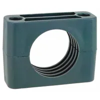 This replacement insert for Beta Clamps consists of a ribbed steel clamp with a polypropylene cushion, designed for securing and cushioning a single line. It helps reduce vibration and abrasion in piping systems. Suitable for use in industrial fluid and air handling applications