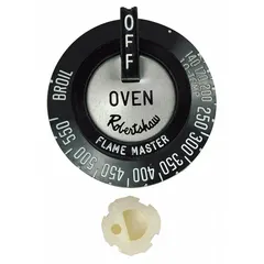 Replacement knob for HVACR equipment such as thermostats, gas valves, and temperature controllers. Provides a secure grip for adjusting settings on heating, ventilation, air conditioning, and refrigeration systems.