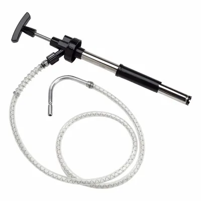 OILSAFE Hand Pump: Piston Action, Pump with Hose, Nozzle & Spout, Nylon Housing - Down-Stroke Drum Pumps