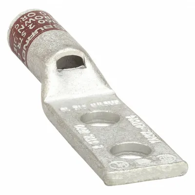 BURNDY Compression Lug: For 2 AWG, Stranded Wire, 1/4 in Stud Size, Std - Two-Hole Compression Lugs