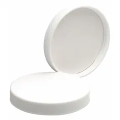 White opaque polypropylene screw cap with 70-400 mm closure size. Suitable for sealing glass or plastic containers with matching neck finish. Pack of 48 closures.