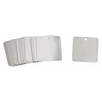 BRADY Blank Tags: Stainless Steel, Silver, 0.024 in Thick, Square, 2 in x 2 in - General Purpose Blank Valve Tags