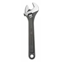 This 10-inch automatic locking adjustable wrench is constructed from alloy steel with a black oxide finish. The jaw capacity is 1 5/16 inches. It is used for gripping and turning nuts, bolts, and fittings in maintenance, plumbing, and mechanical tasks.