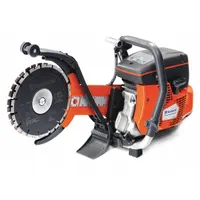 Gasoline-powered wet cut & break saw designed for cutting concrete, masonry, and stone. Features a 9-inch blade diameter, maximum cutting depth of 16 inches, and blade speed of 4,875 RPM. Suitable for demolition, renovation, and construction tasks requiring deep cuts
