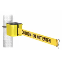 RETRACTA-BELT Warehouse Mount Retractable Belt Barrier: Hose Clamp Mounting Plate, 20 ft Belt Lg (MPN WH412YW20-CAU-HC)