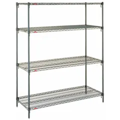 METRO Wire Shelving, Shelf, Metal, Adjustable Shelving: Starter, 48 in x 24 in, 63 in Overall Ht (MPN A556K3). Key specifications — attr14139: Wet; attr15466: Green; attr14146: Epoxy Coated; attr5334: Stainless Steel; attr38284: METRO.