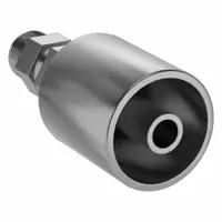 Carbon steel straight fitting for permanent attachment to -8 dash size hydraulic hose. Male NPT threads on one end (3/8\"-18) and hose crimp connection on the other, male x male configuration. Used in fluid power systems to connect hose assemblies to NPT ports on pumps, valves, cylinders, and manifolds