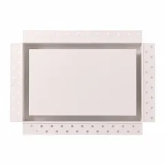 This sidewall or ceiling register is designed for one-way airflow in HVAC systems. It features a white, powder-coated steel grille with non-adjustable blades. Suitable for residential or light commercial spaces where fixed air distribution is needed.