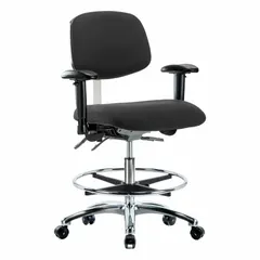 APPROVED VENDOR ESD Task Chair with Arms, Fabric, Aluminum Base, Foot Support, Height Range 21 1/2" to 29"