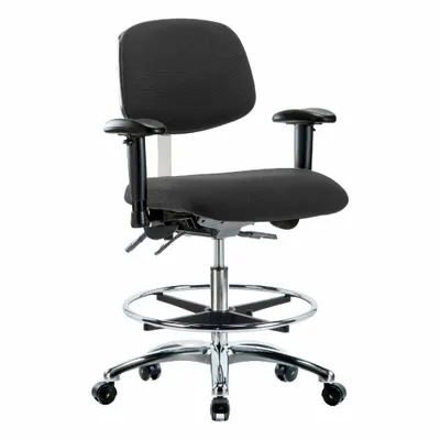 OEM Task Chair: Fabric, Arms Included, Ht Range 21 1/2 in to 29 in, 18 1/2 in Seat Wd - Fabric ESD Chairs