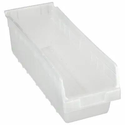 AKRO-MILS Shelf Bin: 17 7/8 in Overall Lg, 6 5/8 in x 6 in, Clear, Nesting Capable - Clearview Plastic Shelf Bins