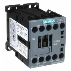 IEC control relay with 2 normally open and 2 normally closed contacts rated at 10 A. Coil voltage is 120V AC. Suitable for DIN-rail or surface mounting. Used for switching and control in industrial circuits such as motor control centers and automation panels.
