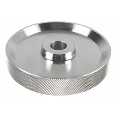 Aluminum center-type measuring wheel with 10 mm mounting hole diameter. Designed for use with encoders to measure linear distance or speed in industrial automation, material handling, and packaging applications.