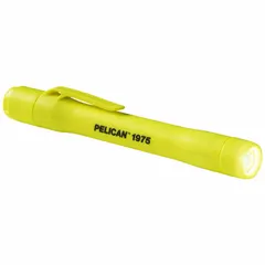 Compact penlight delivering 117 lumens with a maximum beam distance of 24 meters and a run time of 2.15 hours at maximum brightness. Includes 2 AAA batteries. Suitable for close-up inspection and general illumination tasks in industrial and maintenance settings.