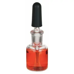 This KIMBLE dropper bottle is made from colorless borosilicate glass, offering chemical resistance and thermal stability for laboratory use. With a 30 mL capacity and 35 mm body diameter, it is suitable for dispensing small volumes of liquids such as reagents, solvents, or dyes. The round shape allows for precise drop-by-drop application and sample storage.
