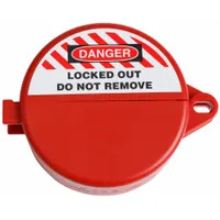 This cylinder cover ball valve lockout is designed for T-handle handle types. It fits pipe sizes from 1/2 in to 1 in. Used in lockout/tagout procedures to secure ball valves during maintenance