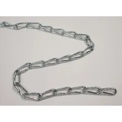 This compact welded twist-link chain is made of carbon steel with a twist design to reduce tangling. It has a working load limit of 195 lb. Suitable for light-duty lifting, securing, and load-binding tasks in industrial and commercial settings.