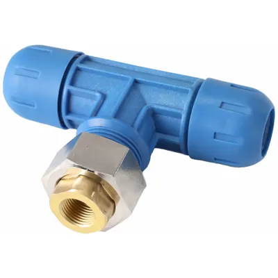 RAPIDAIR Compression Tee Fitting: 1 in OD x 1 in OD x 3/4 in OD - Compressed Air System Nylon Compression Fittings