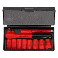 WIHA Socket Wrench Set: 3/8 in Drive Size, 10 Pieces, 5/16 in to 3/4 in Socket Size Range (MPN 31493)