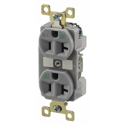 BRYANT Receptacle: Duplex, 5-20, Gray, 125V AC, 20 A, 2 Pole / 3 Wire (MPN BRY5362GRYWR) - General Purpose Receptacles