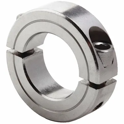 Dayton Shaft Collar: 2-Piece, Inch, Round, Clamp-On, 5/8 in Bore Dia - Stainless Steel Shaft Collars