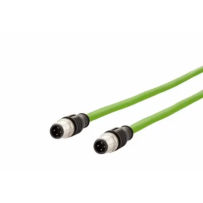 METZ CONNECT Cable: Cat5/PROFINET, M12 Plug Male Straight x M12 plug Male Straight, 10 m Lg - M12 Connector to M12 Connector Cordsets