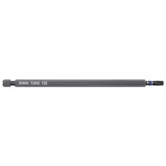 This IRWIN impact Torx bit features a T20 size with a hex shank and standard power bit profile. Constructed from steel, it is designed for use with impact drivers in metric applications. Suitable for driving Torx fasteners in automotive assembly, construction, and general industrial fastening tasks.