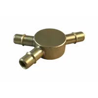 This brass barbed wye fitting connects three tubes of equal inside diameter, allowing branching or combining of fluid lines. It is suitable for use in pneumatic, instrumentation, and low-pressure fluid systems where secure hose connections are required