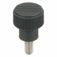 Hand Knob: Knurled, Plastic w/ SS Thread, M10 Thread, 20 mm Thread Lg, 34 mm Dia, Gray (MPN K0247.0310X20)