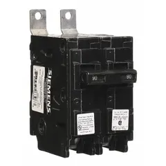 90 A, 2-pole miniature circuit breaker for overcurrent protection in single-phase 120/240V AC electrical distribution systems. Bolt-on type for use with Siemens P1 panelboards. Max. AIR rating 22kA at 120/240V AC. Part of the BL series.