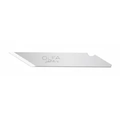 Steel angled replacement blades for precision cutting tasks. Each blade measures 7/16 in width and 0.45 mm thickness. Suitable for detailed work on paper, cardboard, and thin plastics. Sold in a 25-pack.