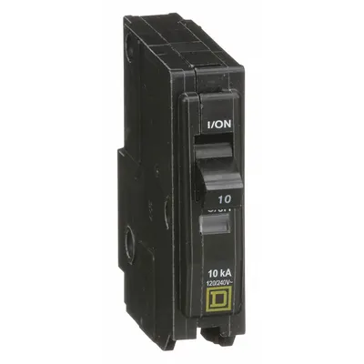 SQUARE D Miniature Circuit Breaker: 10 A, 120/240V AC, Single Phase, 10kA at 120/240V AC - QO Series, Plug-In Square D Miniature Circuit Breakers