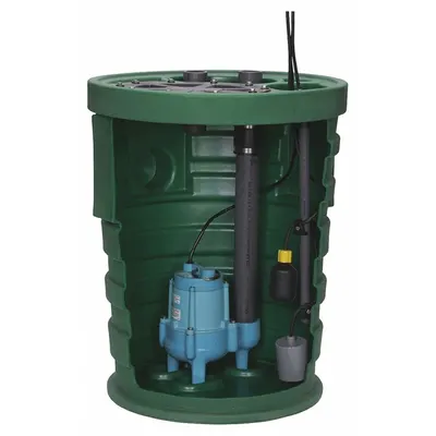 LITTLE GIANT Sewage Ejector System: 41 gal, 2/5 hp, 120V AC, 70 gpm Flow Rate @ 10' of Head - Simplex Sewage Ejector Pump Systems