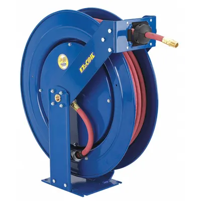COXREELS Spring Return Hose Reel: 75 ft (3/8 in I.D.), 3/8 in MNPT, 300 psi Max Op Pressure - Truck-Mount Controlled-Retraction Air or Water Spring-Return Hose Reels