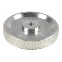 Aluminum center-type measuring wheel with a 6 mm mounting hole diameter. Designed for use with an encoder to measure linear distance or speed in industrial automation, packaging, and material handling systems