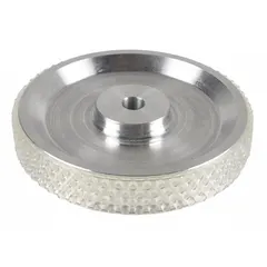 Aluminum center-type measuring wheel with a 6 mm mounting hole diameter. Designed for use with an encoder to measure linear distance or speed in industrial automation, packaging, and material handling systems.