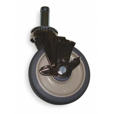 METRO Stem Caster: Swivel, Side Brake, 5 in Wheel Dia., 1 1/4 in Wheel Wd, Polyurethane - Friction-Ring Stem Casters for Furniture & Office Equipment