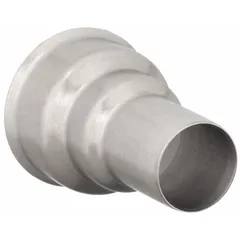 Reducer-type nozzle for concentrating hot air onto a smaller area. Overall dimensions: 2 in height, 1 1/2 in width. Suitable for precise heating tasks such as shrinking tubing or bending plastic sheets.