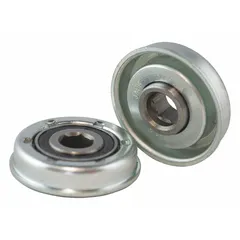 This conveyor roller bearing has a 1.78 in outer diameter and a load rating of 635 lb. It is designed for use with a 7/16 in axle and fits 1-29/32 in Schedule 40 pipe. Suitable for material handling systems such as assembly lines and warehouse conveyors.