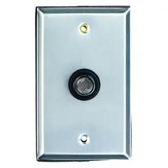 Flush-mounted photocell for automatic lighting control based on ambient light levels. Designed for in-post or in-wall installation with included wall plate. SPST switch, 120V AC operation.