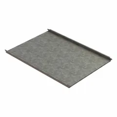 This steel shelf is designed as a base shelf for bulk storage lockers. It provides a galvanized platform for organizing and supporting stored items within locker systems. The shelf measures 48 by 37 inches and has a Gary finish.