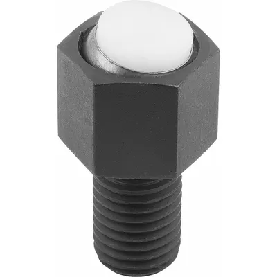 KIPP Threaded Gripper w/Flat Pad: Acetal Pad, M24, 40 mm Thread Lg, 25 mm Pad Dia - Threaded Grippers with Flat Acetal Pad