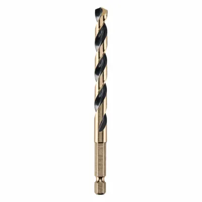 DEWALT Hex Shank Drill Bit: 5/16", 135° Split Point, Black & Gold HSS - Dewalt Impact Ready Drill Bits