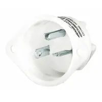 General purpose inlet with NEMA 6-20P configuration. Rated 250V AC, 20 A, 2-pole, 3-blade design in white. Used for connecting portable equipment to power in industrial and commercial environments