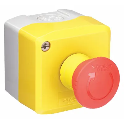 SCHNEIDER Control Station: Mushroom Head Push Button, 0 Pilot Lights, 1NC, No Legend - Push-Button Control Stations
